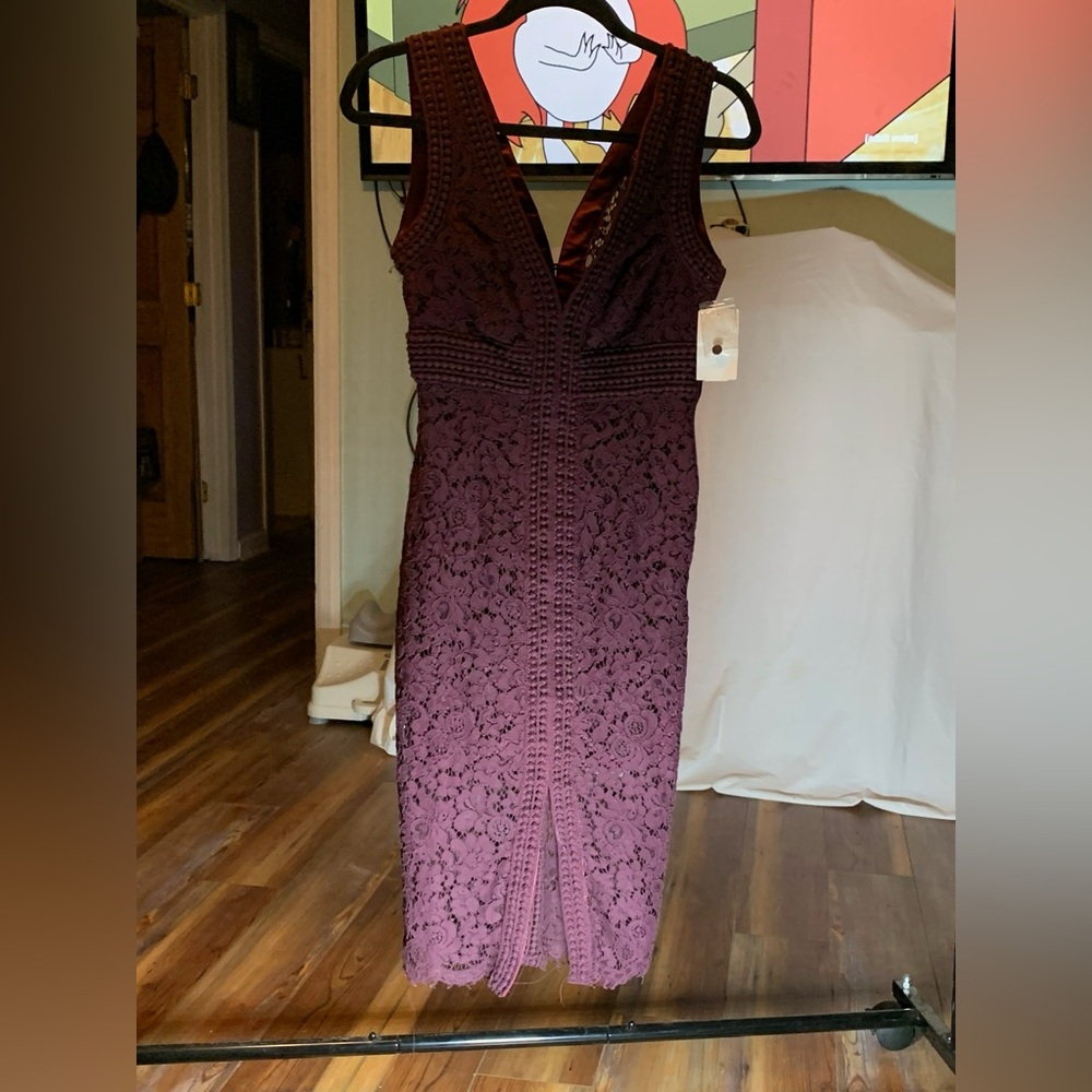 Bardot Deep Purple Lace Midi Dress - Picture 3 of 11